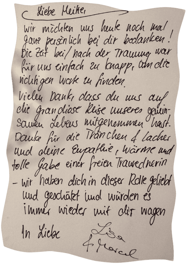 Feedback in Form eines Briefs von Lisa und Marcel